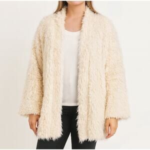 Honeydew Off-white SHAGGY FAUX FUR JACKET COAT Soft